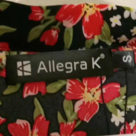 Allegra K [NWOT] Black and Red Floral Dress - Picture 2 of 10